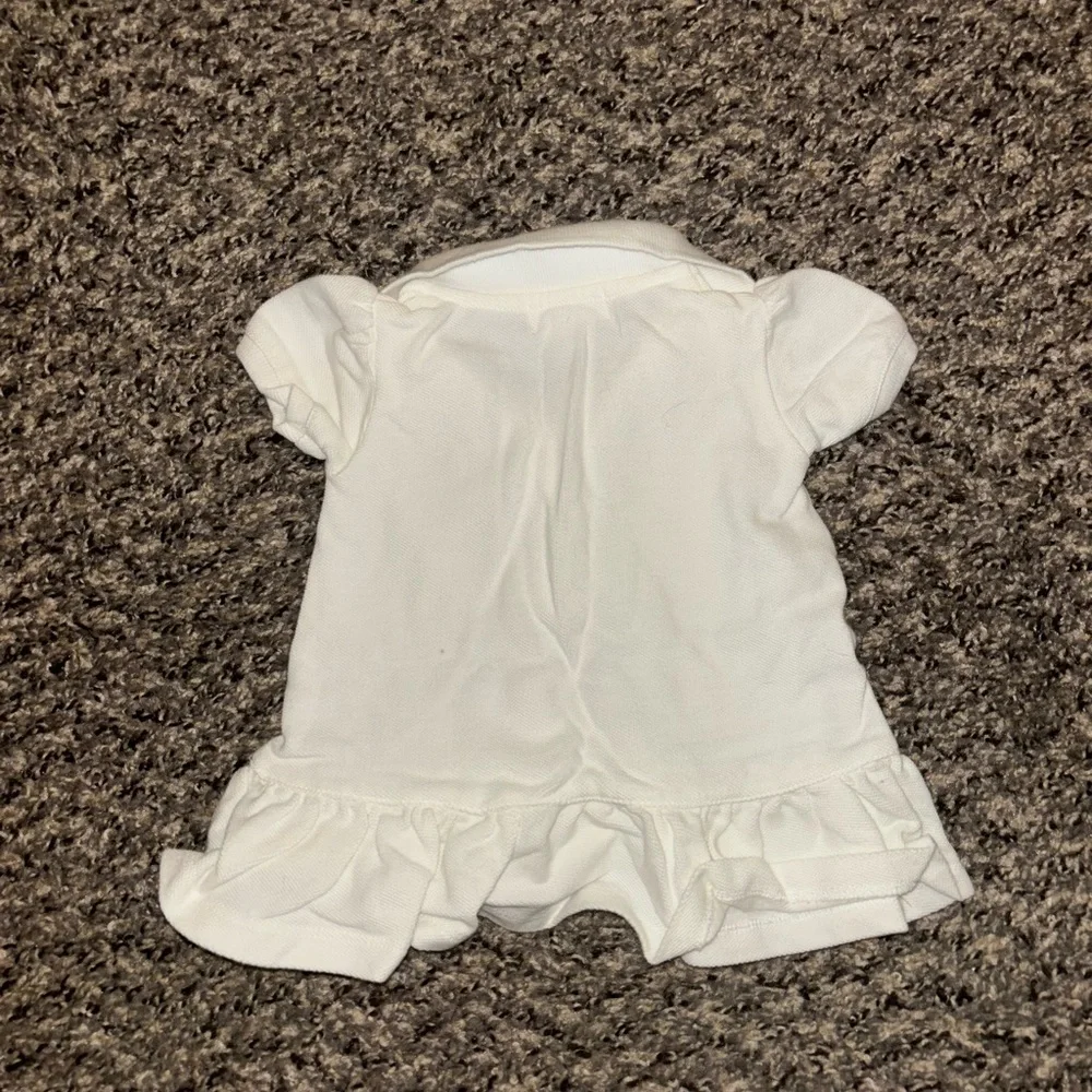 Ralph Lauren Kids Polo in White with Pink Emblem 3 Months